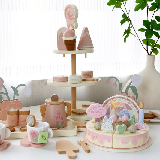 Complete Houten High Tea Speelset – Thee, Taart & Gezelligheid
