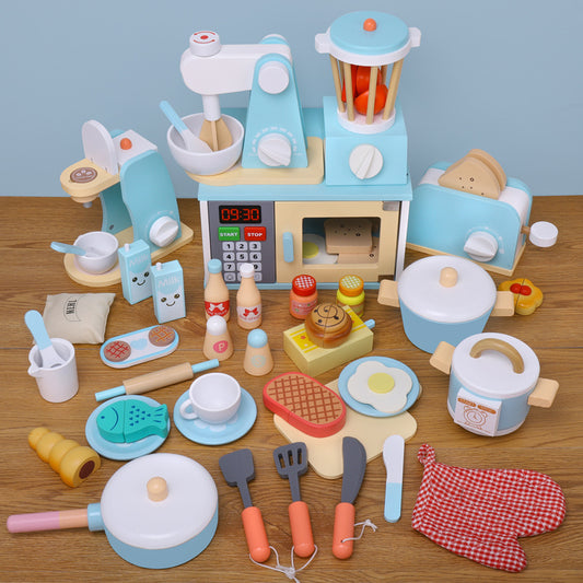 🍳✨ Houten Keukenspeelset voor Kinderen – Oven, Mixer & Mini Apparaten 🧸🌈