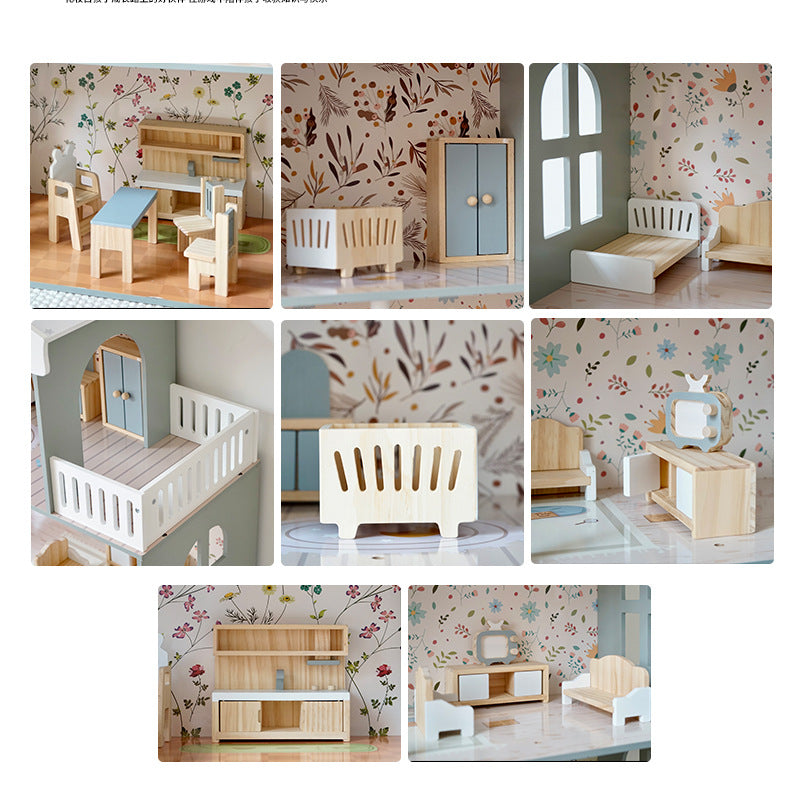 Houten Scandinavisch Poppenhuis – Drie Verdiepingen Vol Fantasie 🏡✨