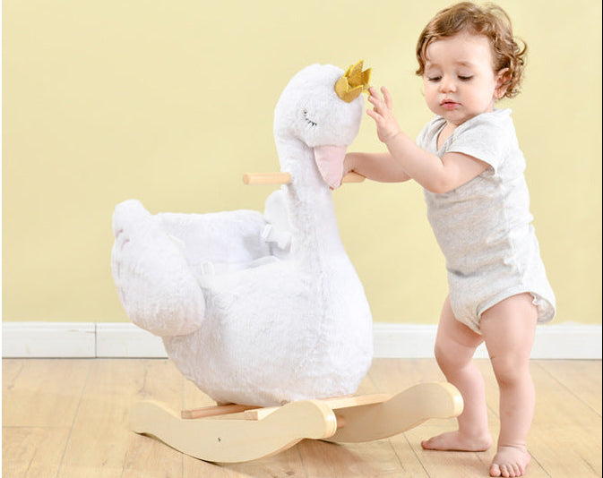 Swan Prince – Baby Houten Schommelpaard 🎠
