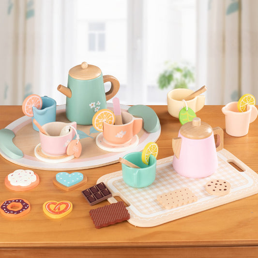 🍵✨ Houten Theeservies voor Kinderen – Pret & Rollenspel 🧸🌸