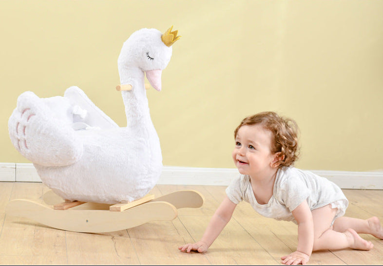 Swan Prince – Baby Houten Schommelpaard 🎠