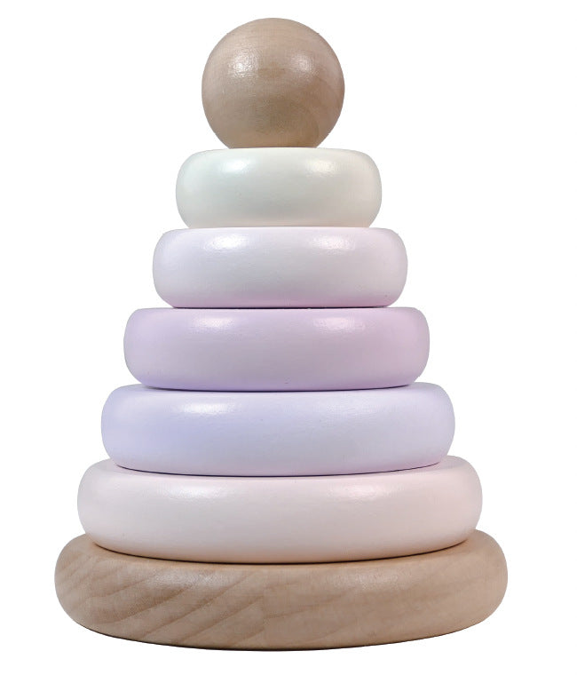 🌈✨ Kleurrijke Houten Regenboog Toren – Stapel- & Bouwblokken 🧸🎨