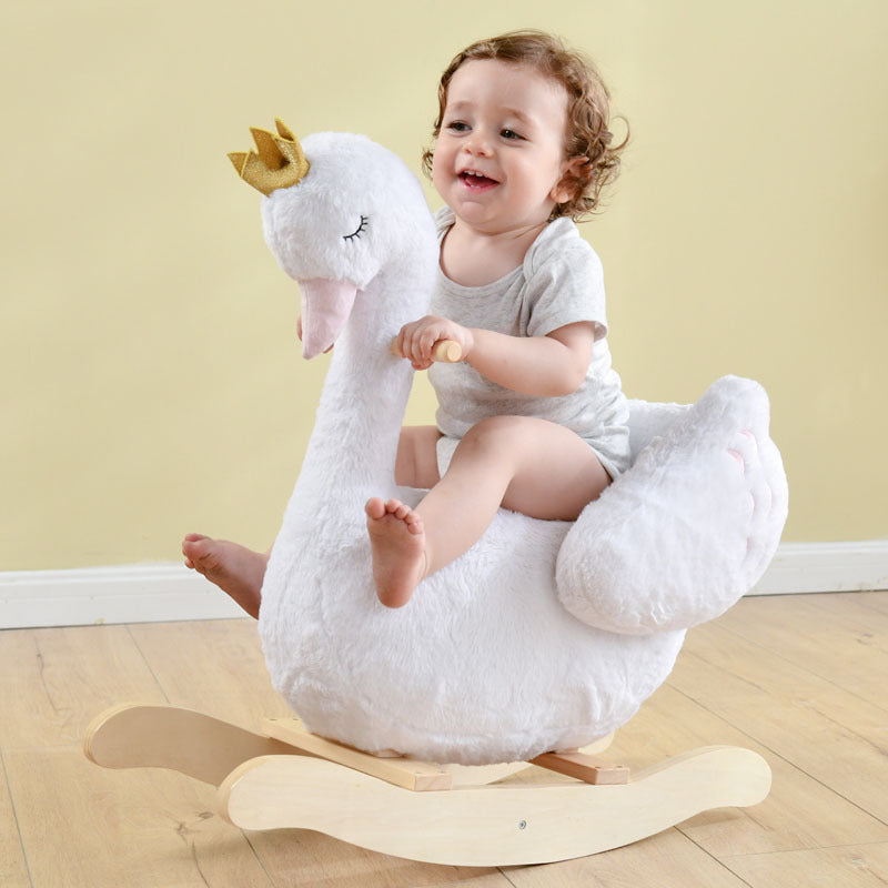 Swan Prince – Baby Houten Schommelpaard 🎠