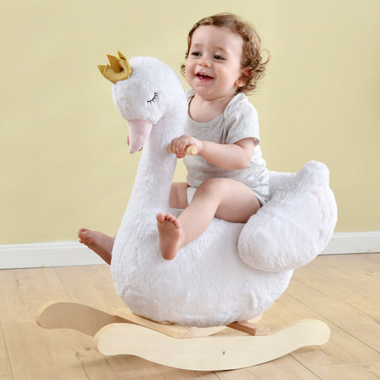 Swan Prince – Baby Houten Schommelpaard 🎠