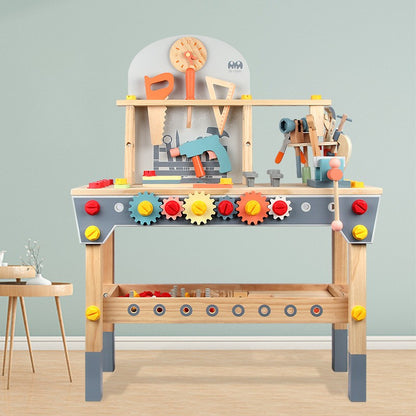 🛠️🌈 Houten Werkbank voor Kinderen – Multifunctioneel Educatief Speelbord 🎨🧩