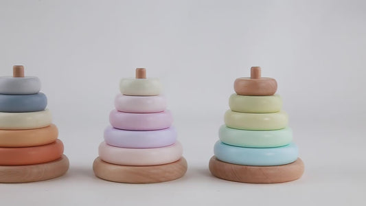 🌈✨ Kleurrijke Houten Regenboog Toren – Stapel- & Bouwblokken 🧸🎨